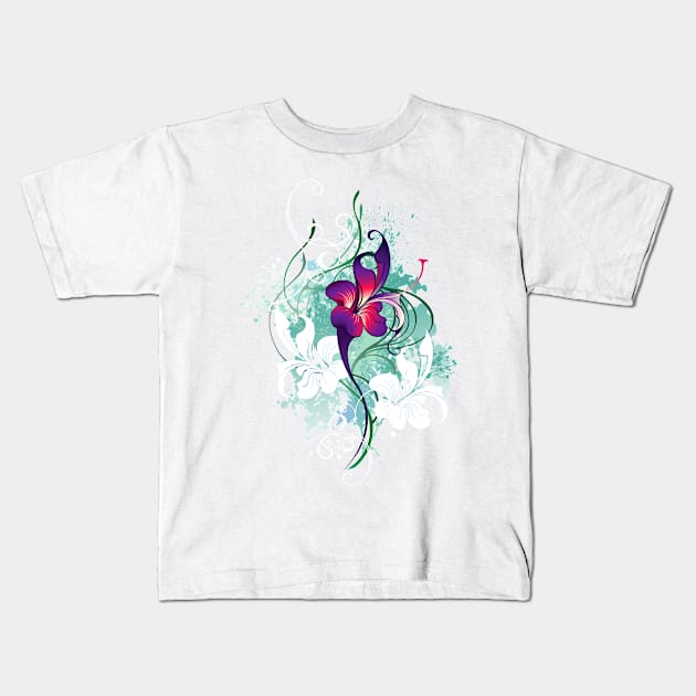 Purple flower ( Abstract flower ) Kids T-Shirt by Blackmoon9